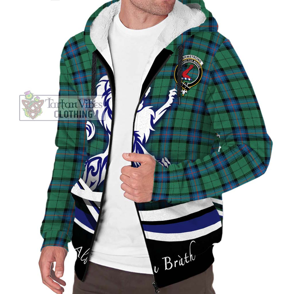 Armstrong Ancient Tartan Sherpa Hoodie with Alba Gu Brath Regal Lion Emblem Unisex S - Tartanvibesclothing Shop