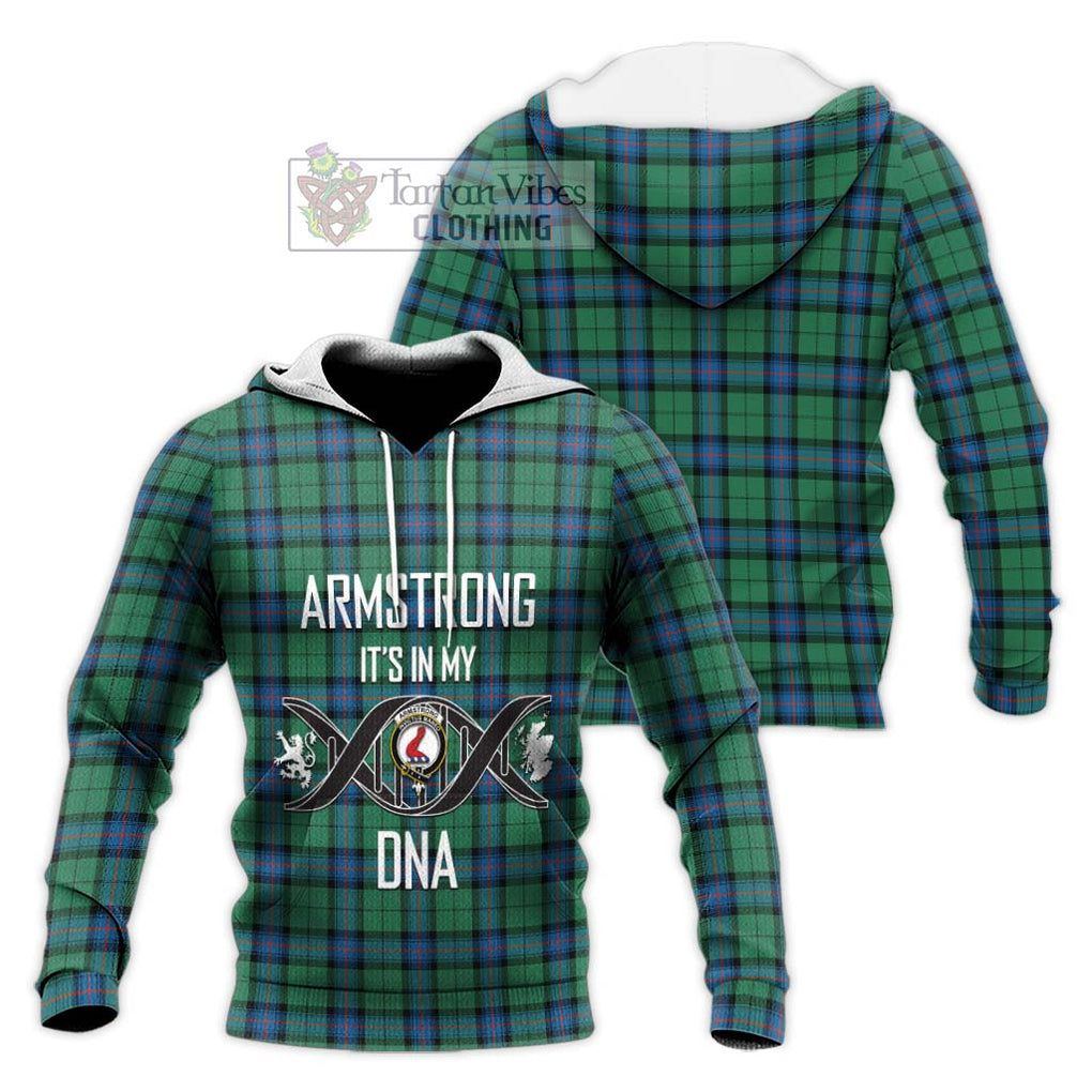 Armstrong Ancient Tartan Knitted Hoodie with Family Crest DNA In Me Style Unisex Knitted Pullover Hoodie - Tartanvibesclothing Shop