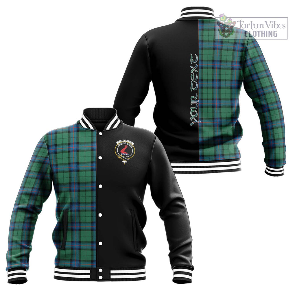 Armstrong Ancient Tartan Baseball Jacket with Family Crest and Half Of Me Style Unisex - Tartanvibesclothing Shop