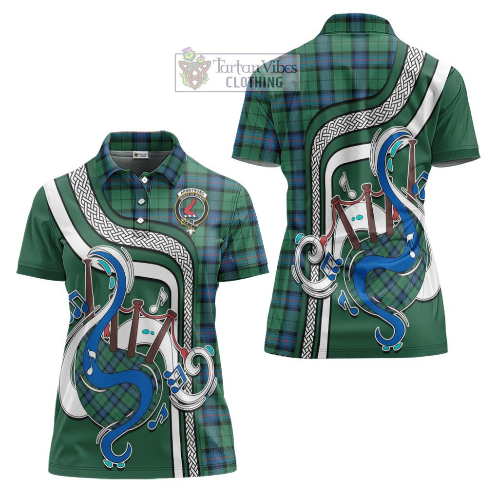 Armstrong Ancient Tartan Women's Polo Shirt with Epic Bagpipe Style Women - Tartanvibesclothing Shop