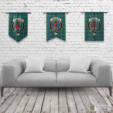 Armstrong Ancient Tartan Gonfalon, Tartan Banner with Family Crest