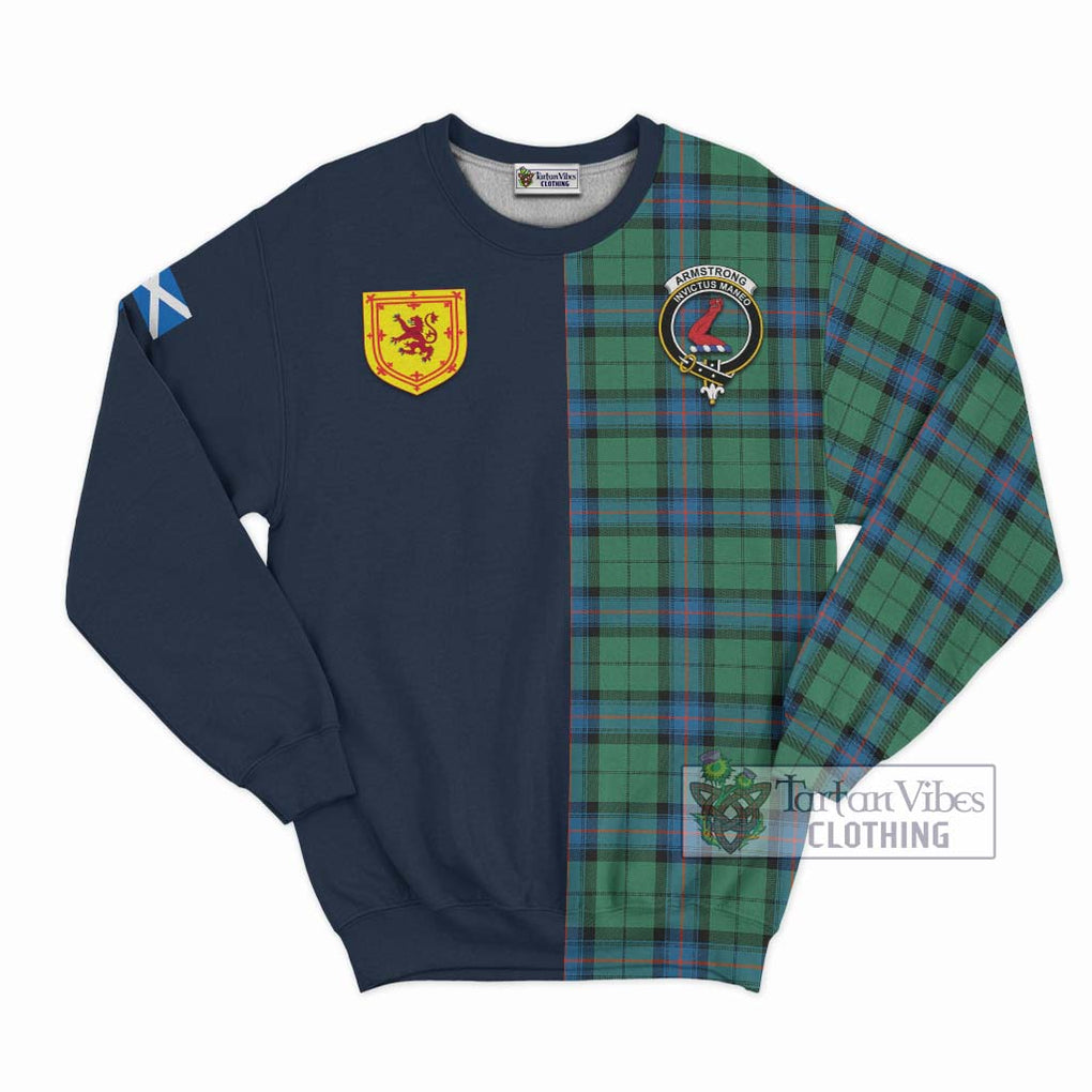 Tartan Vibes Clothing Armstrong Ancient Tartan Sweatshirt with Scottish Lion Royal Arm Half Style