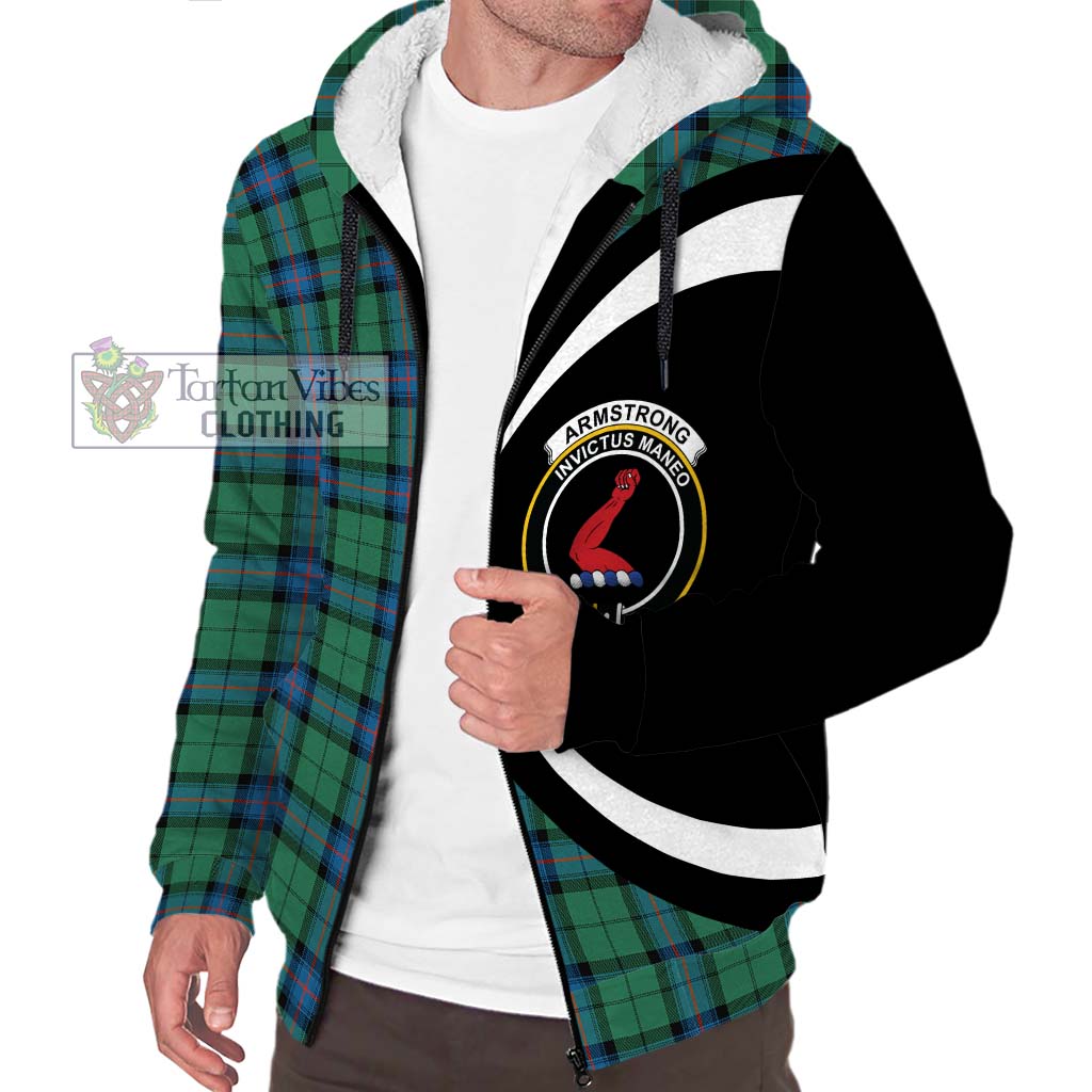 Armstrong Ancient Tartan Sherpa Hoodie with Family Crest Circle Style Unisex S - Tartan Vibes Clothing