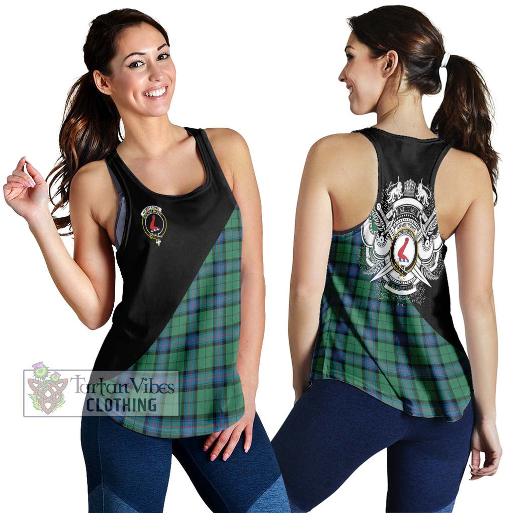 Armstrong Ancient Tartan Women's Racerback Tanks with Family Crest and Military Logo Style 4XL - Tartanvibesclothing Shop