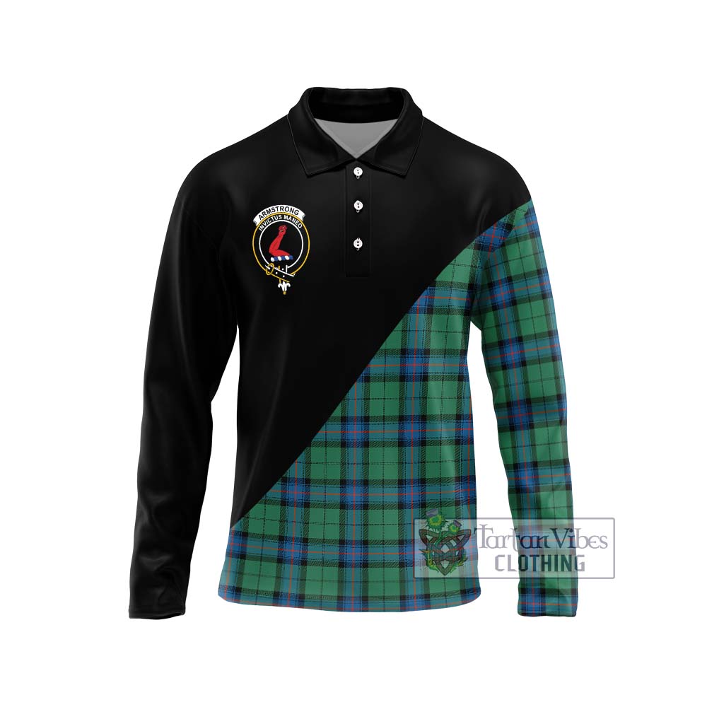 Armstrong Ancient Tartan Long Sleeve Polo Shirt with Family Crest and Military Logo Style Unisex - Tartanvibesclothing Shop