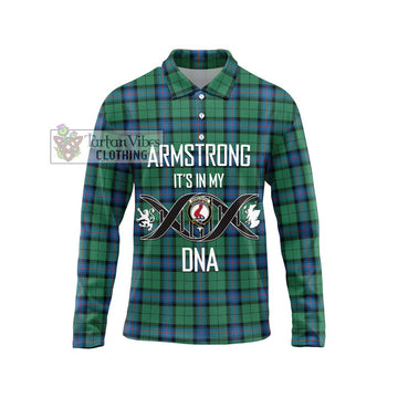 Armstrong Ancient Tartan Long Sleeve Polo Shirt with Family Crest DNA In Me Style