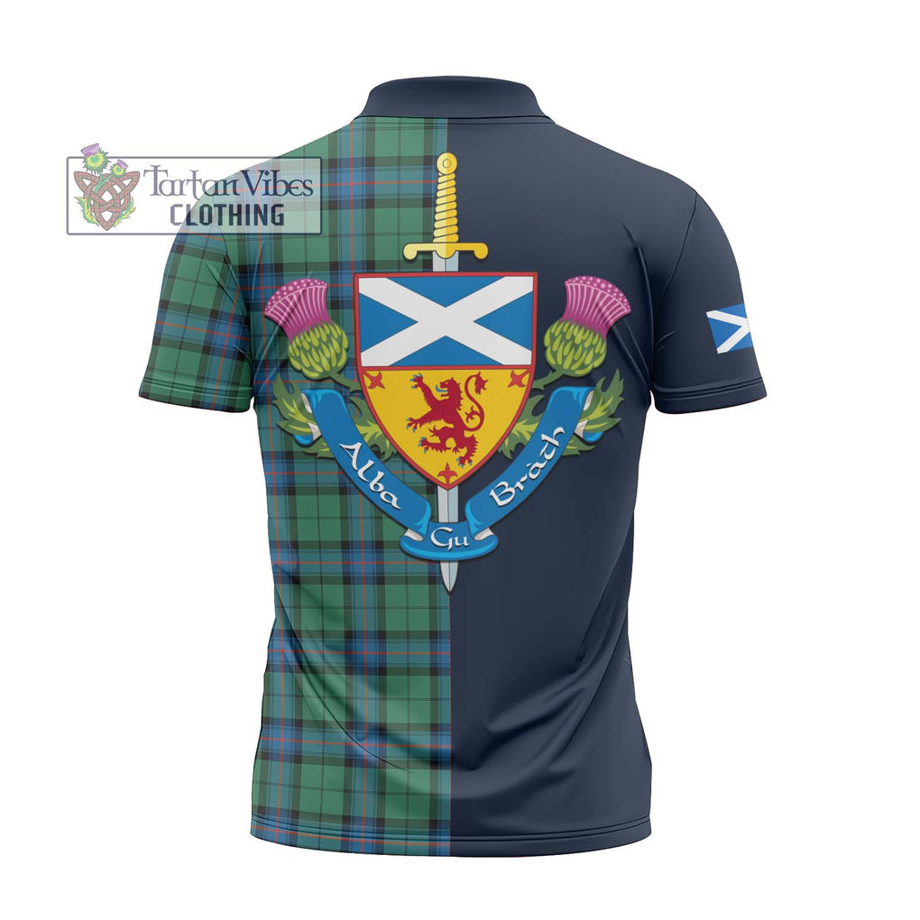 Tartan Vibes Clothing Armstrong Ancient Tartan Zipper Polo Shirt with Scottish Lion Royal Arm Half Style