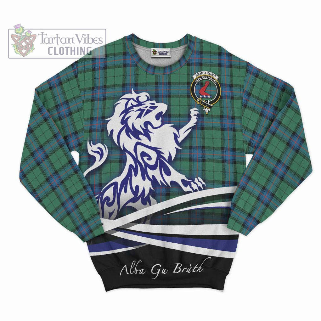 Armstrong Ancient Tartan Sweatshirt with Alba Gu Brath Regal Lion Emblem - Tartanvibesclothing Shop