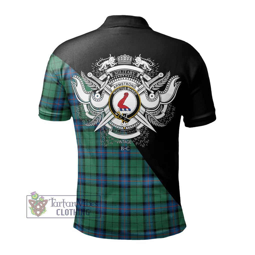 Armstrong Ancient Tartan Polo Shirt with Family Crest and Military Logo Style - Tartanvibesclothing Shop