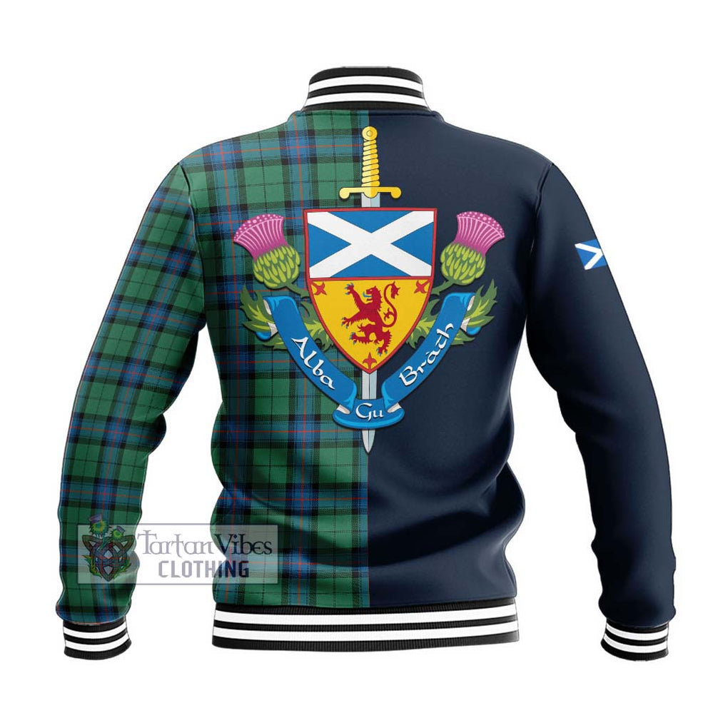 Tartan Vibes Clothing Armstrong Ancient Tartan Baseball Jacket with Scottish Lion Royal Arm Half Style