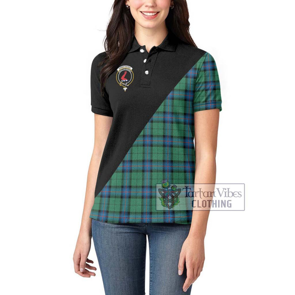 Armstrong Ancient Tartan Women's Polo Shirt with Family Crest and Military Logo Style - Tartanvibesclothing Shop