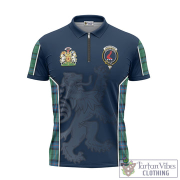 Armstrong Ancient Tartan Zipper Polo Shirt with Family Crest and Lion Rampant Vibes Sport Style