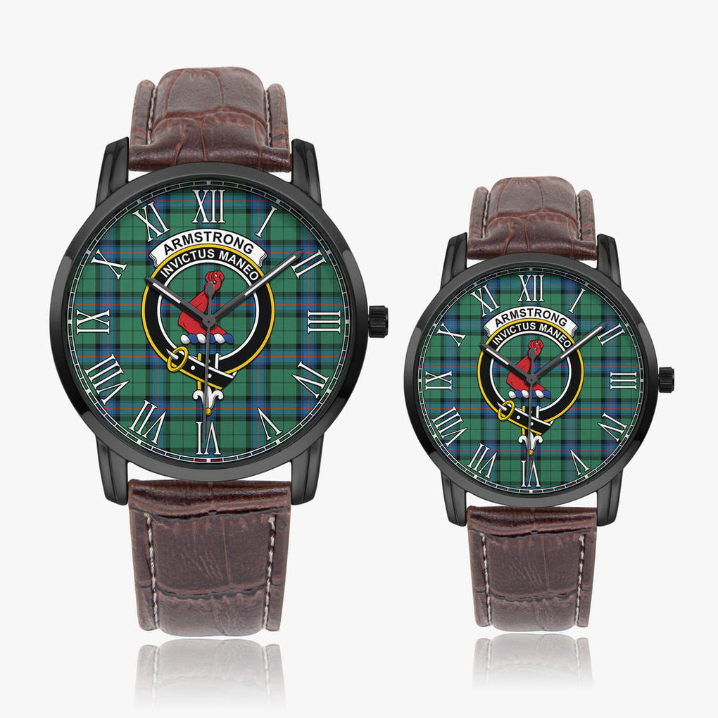 Armstrong Ancient Tartan Family Crest Leather Strap Quartz Watch - Tartanvibesclothing