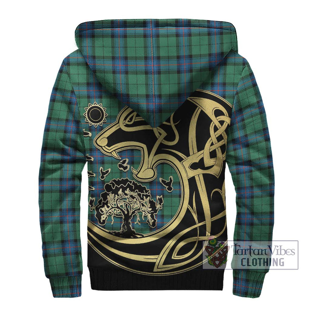 Armstrong Ancient Tartan Sherpa Hoodie with Family Crest Celtic Wolf Style - Tartan Vibes Clothing