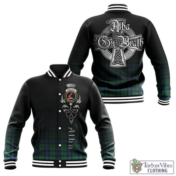 Armstrong Ancient Tartan Baseball Jacket Featuring Alba Gu Brath Family Crest Celtic Inspired