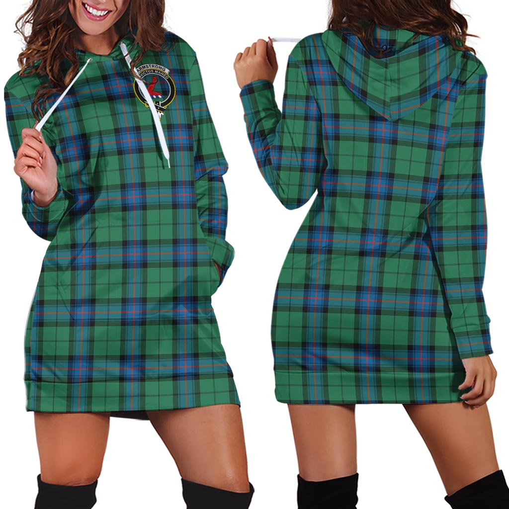 Armstrong Ancient Tartan Hoodie Dress with Family Crest - Tartan Vibes Clothing