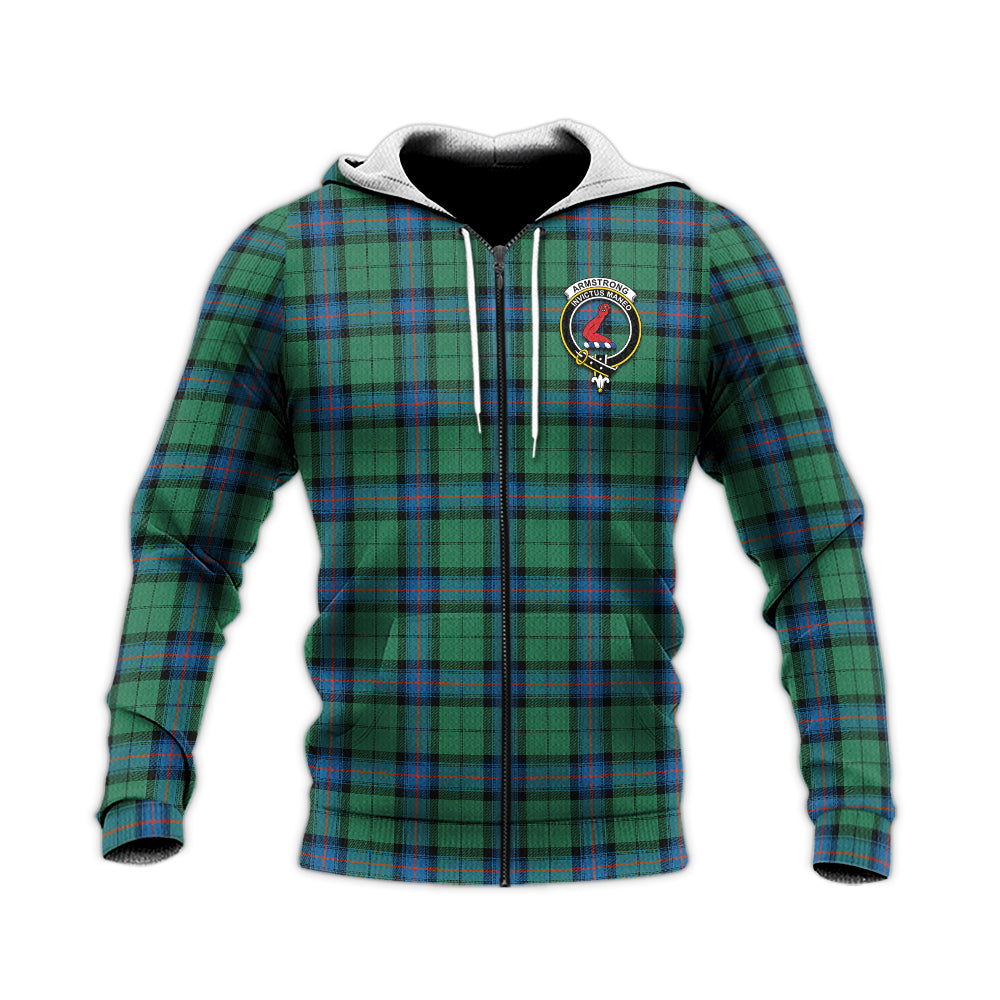 Armstrong Ancient Tartan Knitted Hoodie with Family Crest Unisex Knitted Zip Hoodie - Tartanvibesclothing