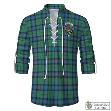 Armstrong Ancient Tartan Men's Scottish Traditional Jacobite Ghillie Kilt Shirt with Family Crest