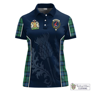 Armstrong Ancient Tartan Women's Polo Shirt with Family Crest and Scottish Thistle Vibes Sport Style