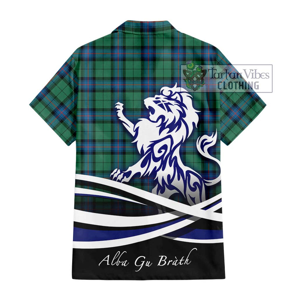 Armstrong Ancient Tartan Short Sleeve Button Shirt with Alba Gu Brath Regal Lion Emblem - Tartanvibesclothing Shop