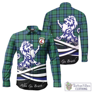 Armstrong Ancient Tartan Long Sleeve Button Up Shirt with Alba Gu Brath Regal Lion Emblem