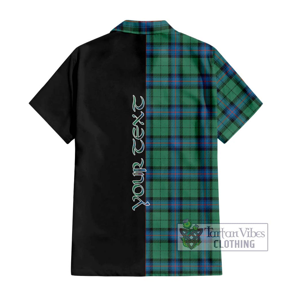 Armstrong Ancient Tartan Short Sleeve Button Shirt with Family Crest and Half Of Me Style - Tartanvibesclothing Shop