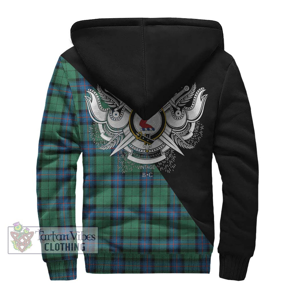 Armstrong Ancient Tartan Sherpa Hoodie with Family Crest and Military Logo Style - Tartanvibesclothing Shop