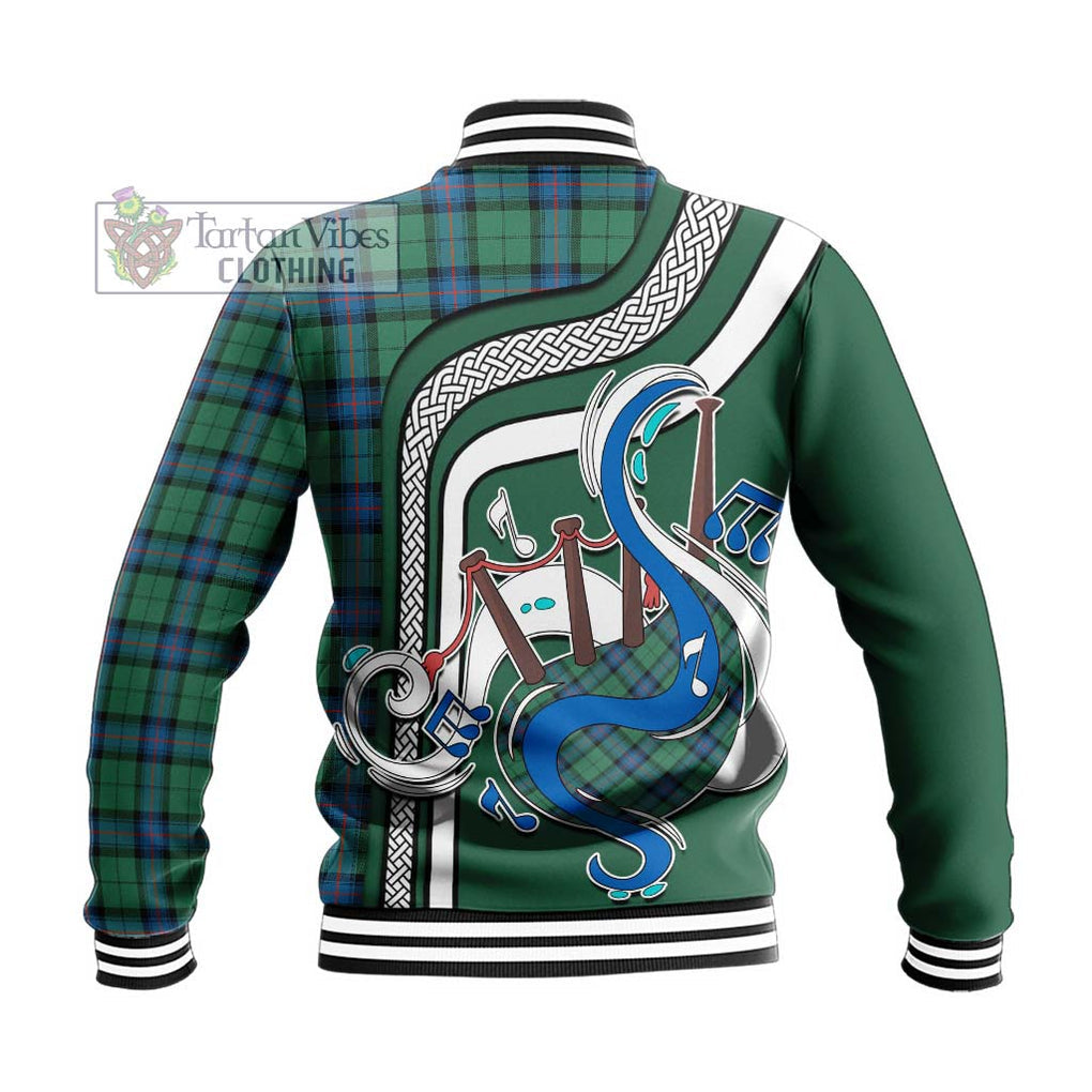 Tartan Vibes Clothing Armstrong Ancient Tartan Baseball Jacket with Epic Bagpipe Style