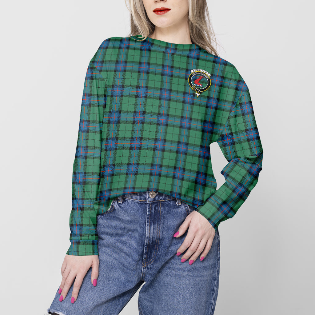 Armstrong Ancient Tartan Sweatshirt with Family Crest - Tartan Vibes Clothing