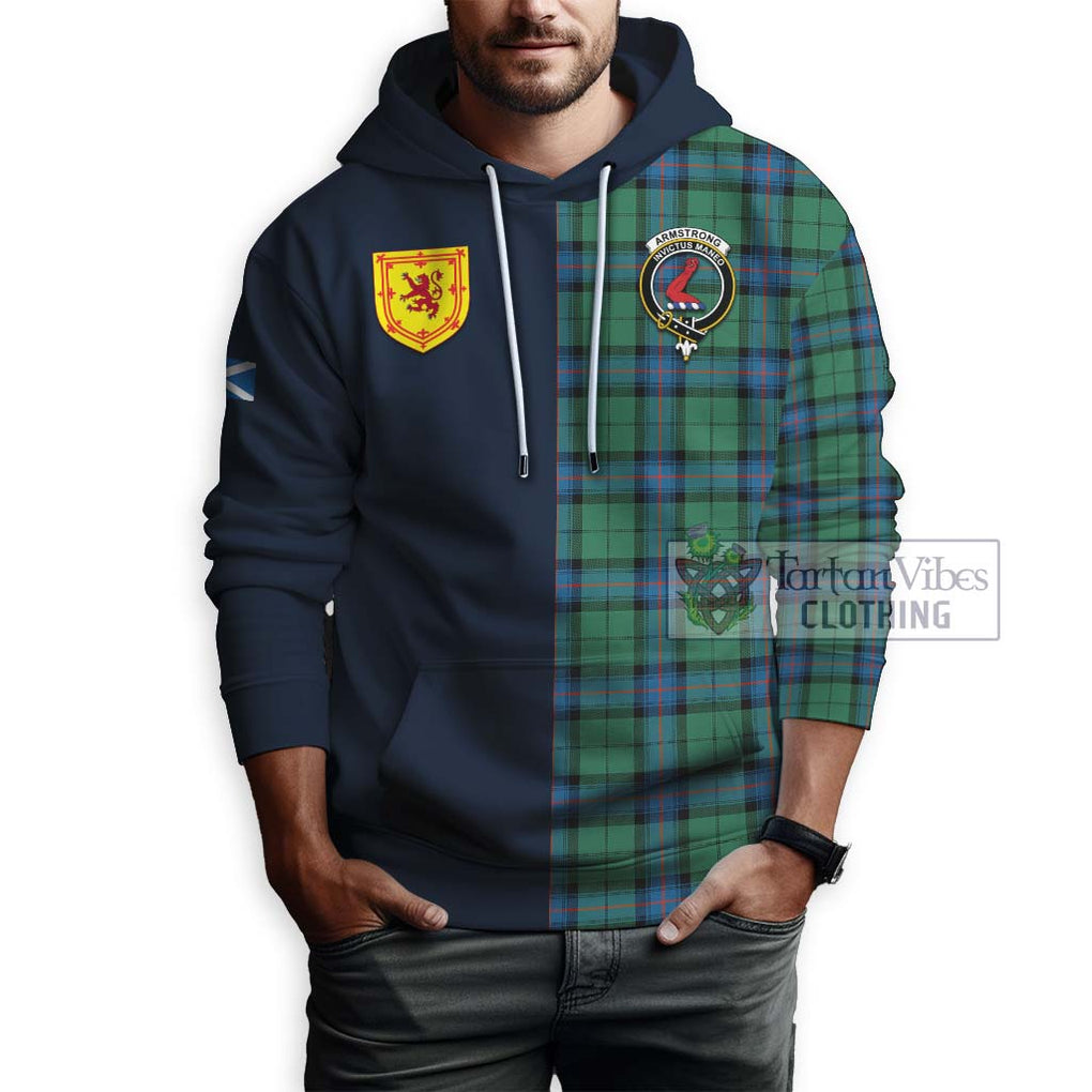 Tartan Vibes Clothing Armstrong Ancient Tartan Hoodie with Scottish Lion Royal Arm Half Style