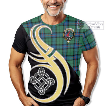 Armstrong Ancient Tartan T-Shirt with Family Crest and Celtic Symbol Style