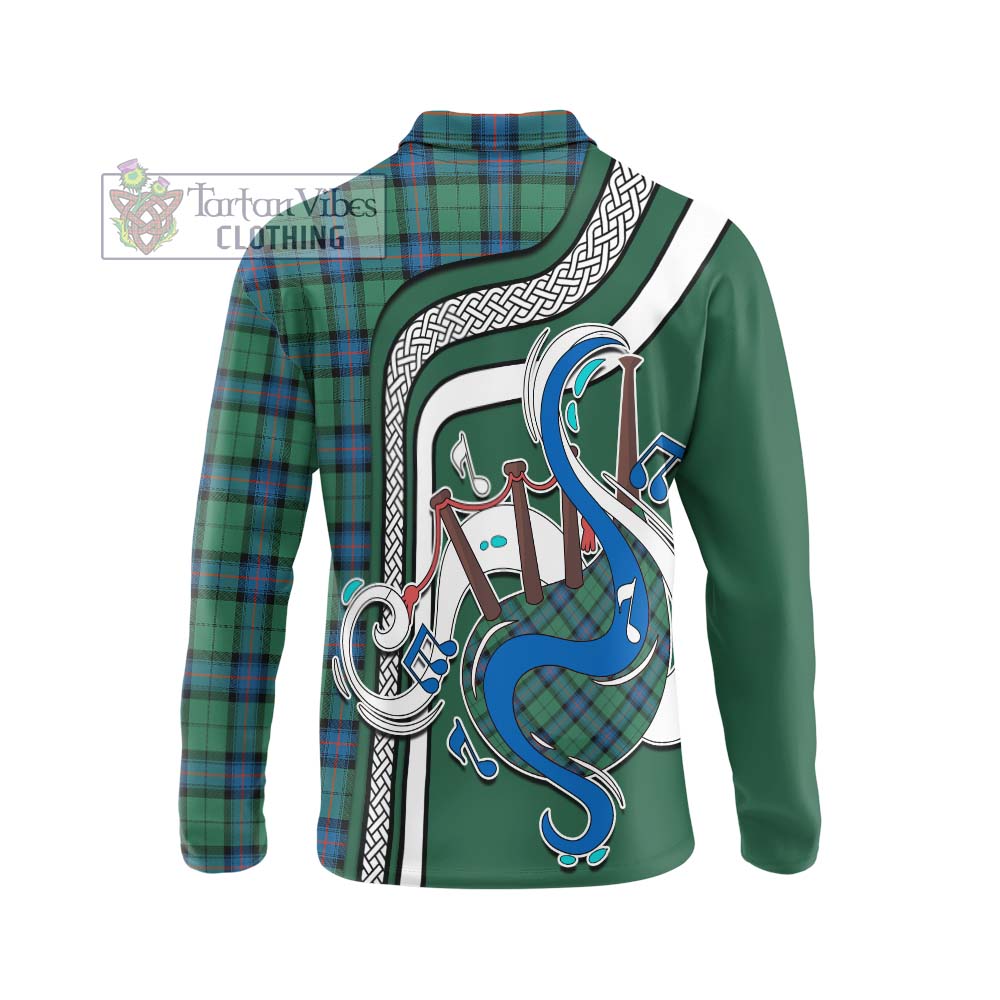 Tartan Vibes Clothing Armstrong Ancient Tartan Long Sleeve Polo Shirt with Epic Bagpipe Style