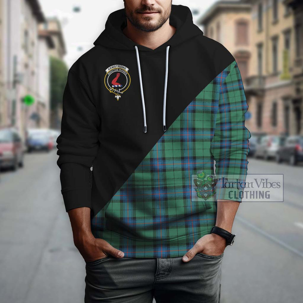 Armstrong Ancient Tartan Hoodie with Family Crest and Military Logo Style - Tartanvibesclothing Shop