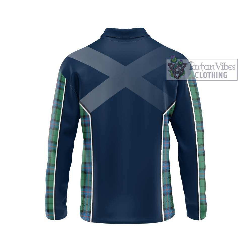 Armstrong Ancient Tartan Long Sleeve Polo Shirt with Family Crest and Lion Rampant Vibes Sport Style - Tartan Vibes Clothing