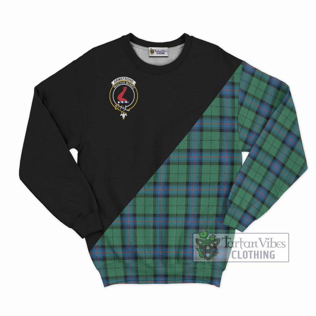 Armstrong Ancient Tartan Sweatshirt with Family Crest and Military Logo Style - Tartanvibesclothing Shop