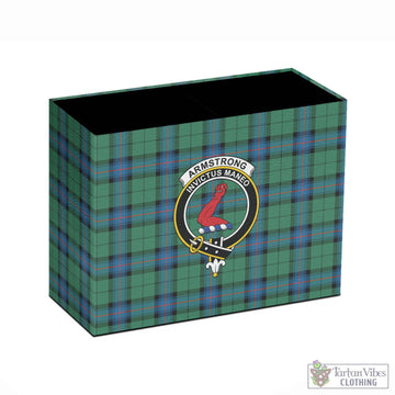 Armstrong Ancient Tartan Pen Holder with Family Crest