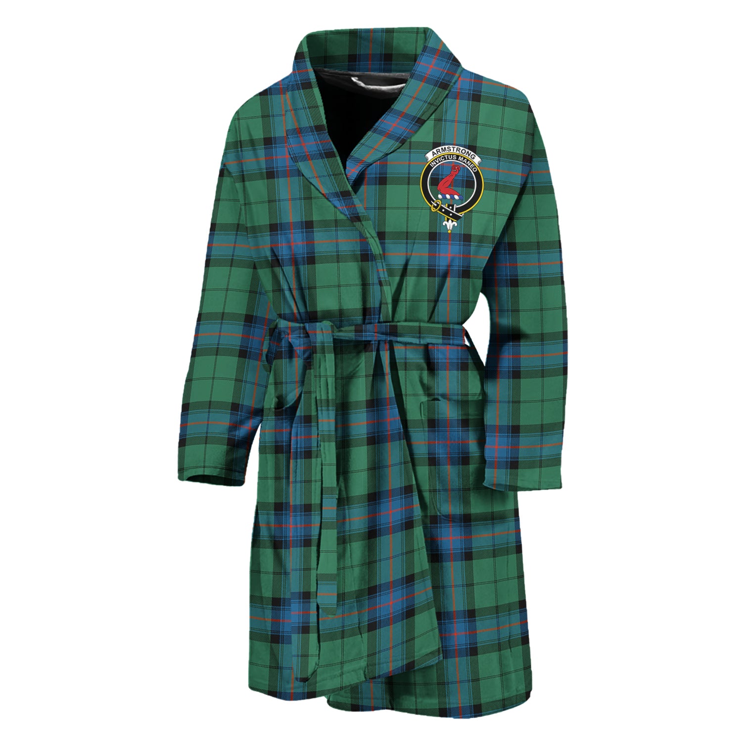 Armstrong Ancient Tartan Bathrobe with Family Crest Unisex M - Tartan Vibes Clothing