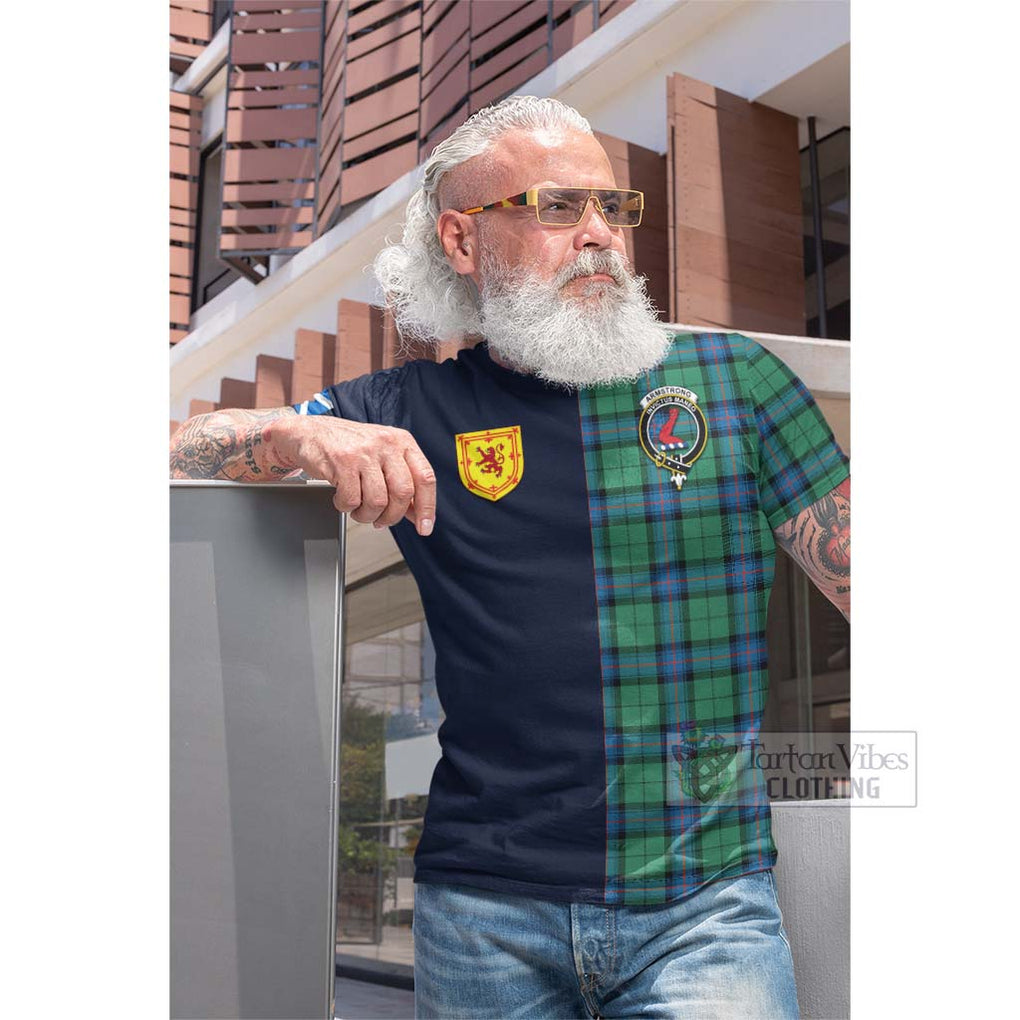 Tartan Vibes Clothing Armstrong Ancient Tartan Cotton T-shirt with Scottish Lion Royal Arm Half Style