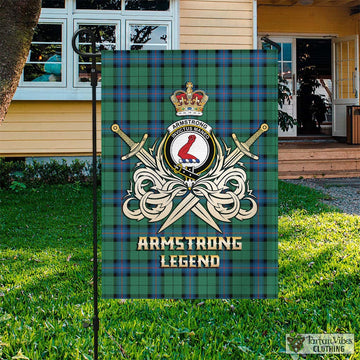 Armstrong Ancient Tartan Flag with Clan Crest and the Golden Sword of Courageous Legacy