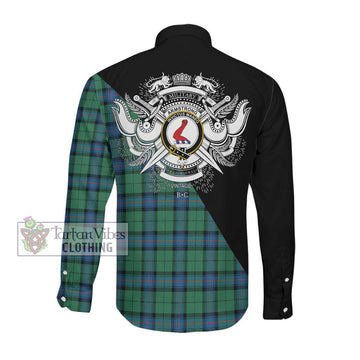 Armstrong Ancient Tartan Long Sleeve Button Shirt with Family Crest and Military Logo Style