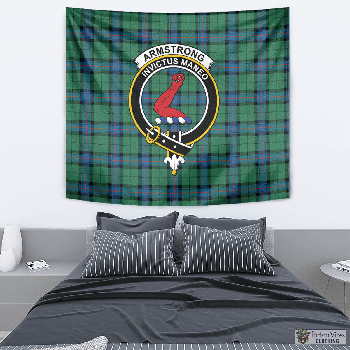 Tartan Vibes Clothing Armstrong Ancient Tartan Tapestry Wall Hanging and Home Decor for Room with Family Crest