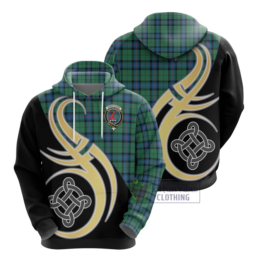 Armstrong Ancient Tartan Hoodie with Family Crest and Celtic Symbol Style - Tartan Vibes Clothing