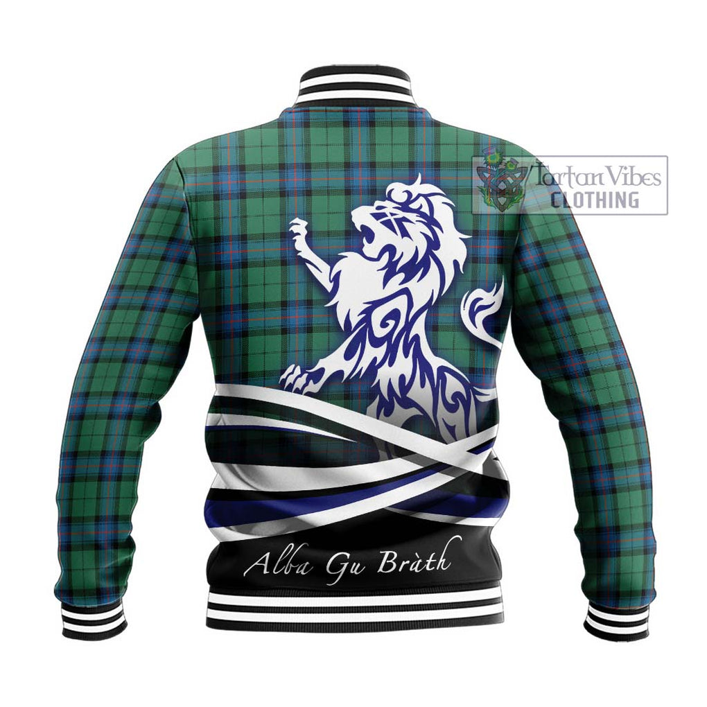 Armstrong Ancient Tartan Baseball Jacket with Alba Gu Brath Regal Lion Emblem - Tartanvibesclothing Shop