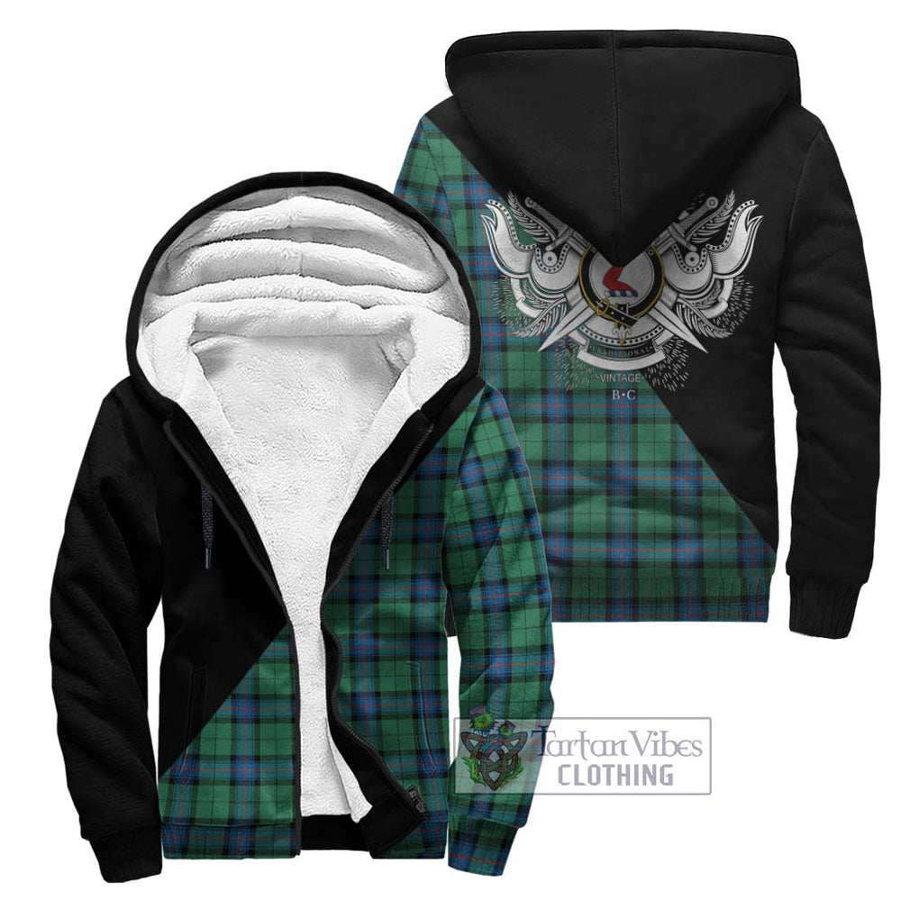 Armstrong Ancient Tartan Sherpa Hoodie with Family Crest and Military Logo Style Unisex - Tartanvibesclothing Shop