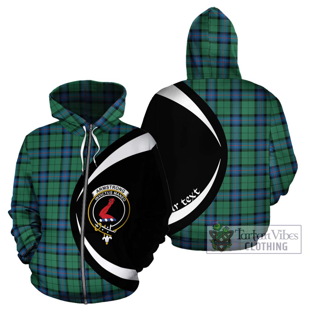 Tartan Vibes Clothing Armstrong Ancient Tartan Hoodie with Family Crest Circle Style