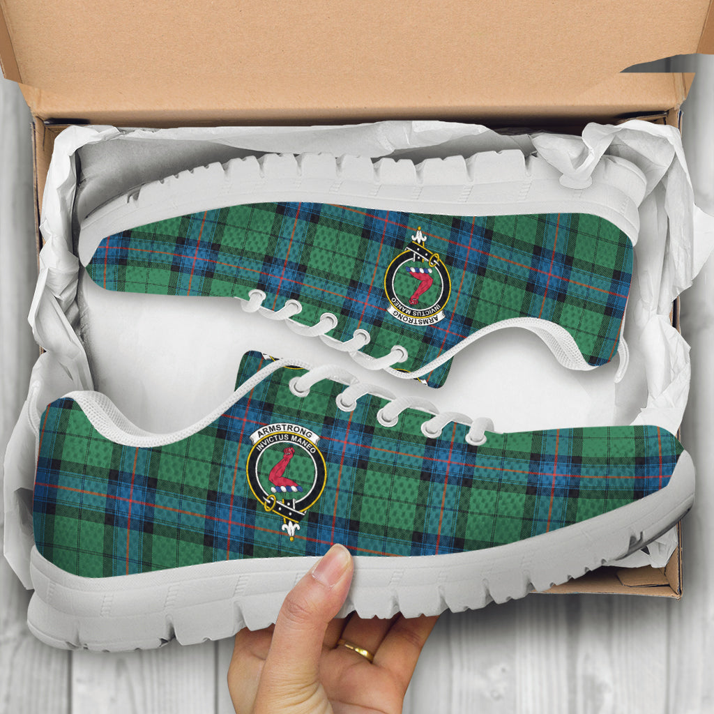 Armstrong Ancient Tartan Sneakers with Family Crest - Tartan Vibes Clothing