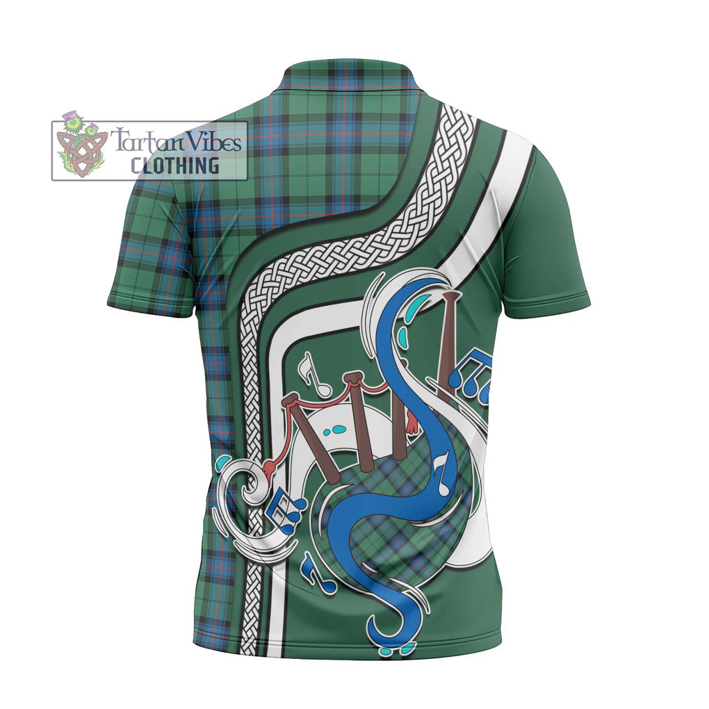 Armstrong Ancient Tartan Zipper Polo Shirt with Epic Bagpipe Style - Tartanvibesclothing Shop