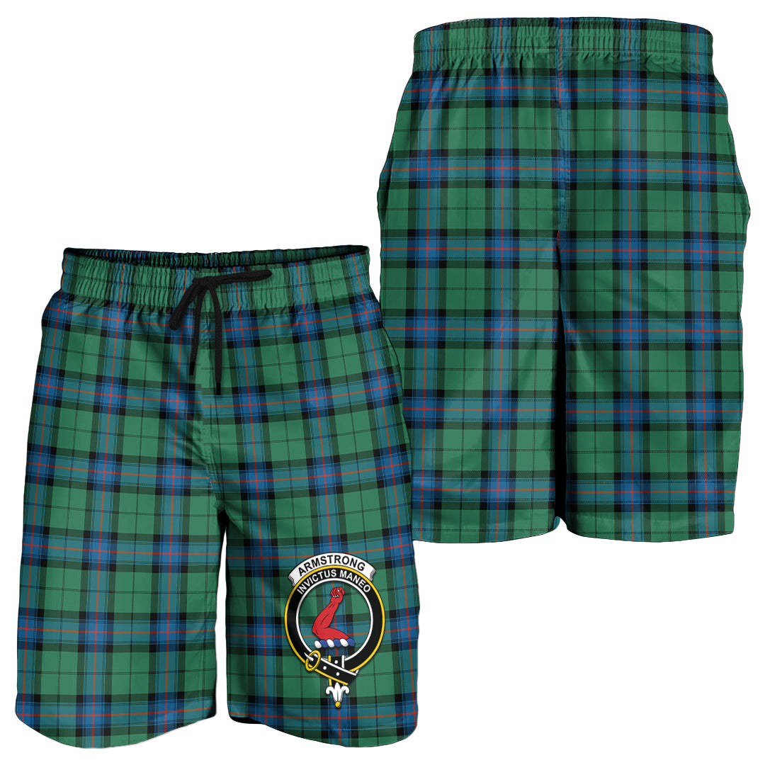 Armstrong Ancient Tartan Mens Shorts with Family Crest - Tartanvibesclothing