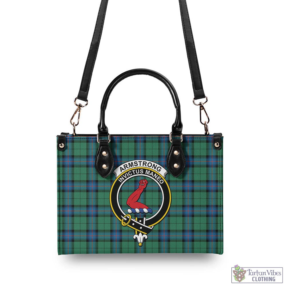 Tartan Vibes Clothing Armstrong Ancient Tartan Luxury Leather Handbags with Family Crest