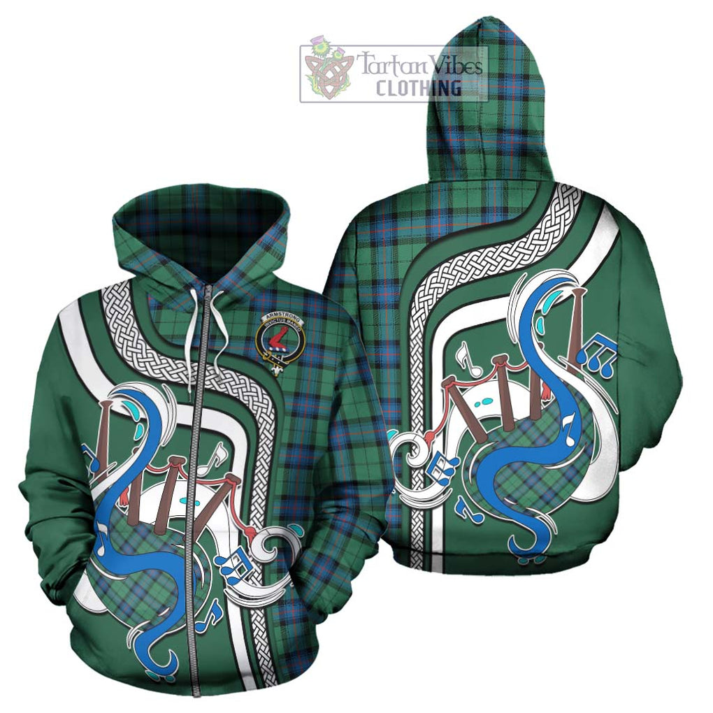 Armstrong Ancient Tartan Hoodie with Epic Bagpipe Style - Tartanvibesclothing Shop